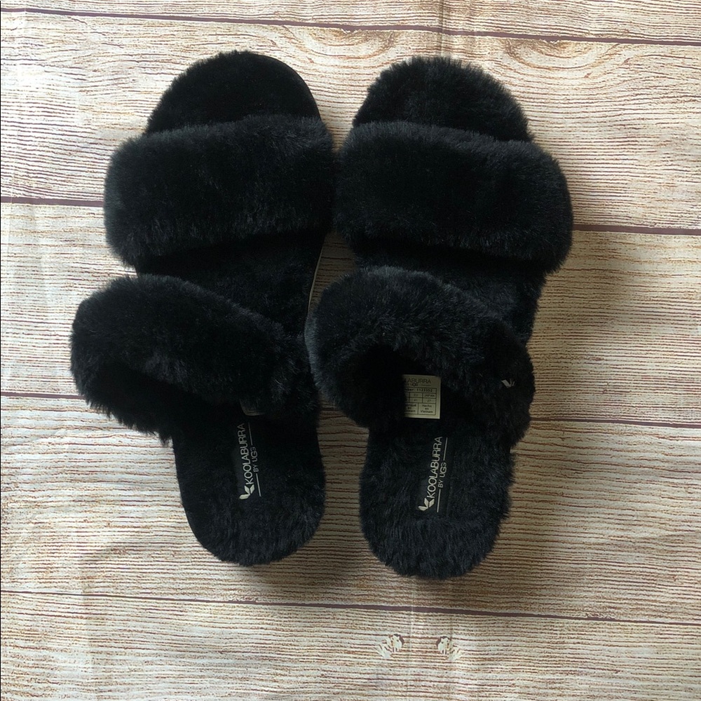 Koolaburra by Ugg Black Faux Fur‎ Slippers